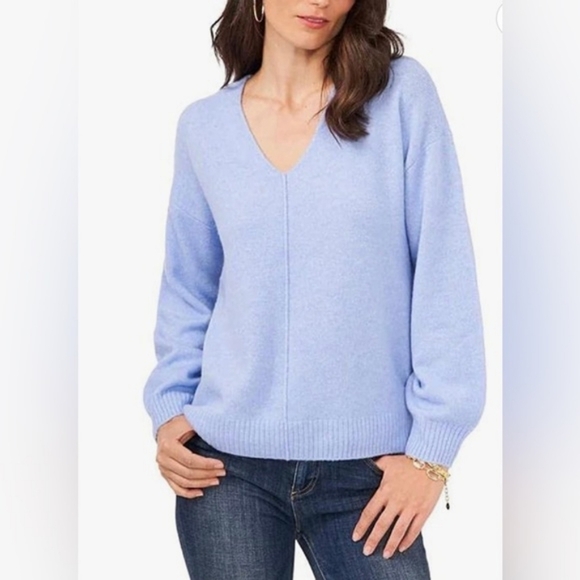 Vince Camuto Ladies V Neck Casual Long Sleeves Sweater Marine Blue M - Picture 1 of 13